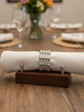 6 Silver Beaded Napkin Ring — Home Accents
